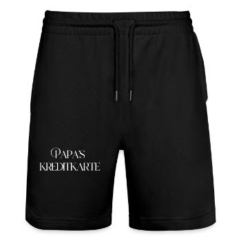 Papas Kreditkarte - Stanley/Stella Unisex Bio Joggingshorts Trainer  - Schwarz - Vorne - Nik (191cm) & Marisol (170cm)