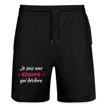 Je Suis Une Binome Qui Déchire - Short de jogging bio TRAINER Stanley/Stella unisexe - noir - Devant - Nik (191cm) & Marisol (170cm)
