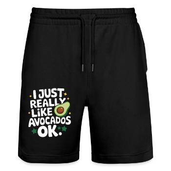 Avocado Essen Guacamole Vegan - Stanley/Stella Unisex Bio Joggingshorts Trainer  - Schwarz - Vorne - Nik (191cm) & Marisol (170cm)