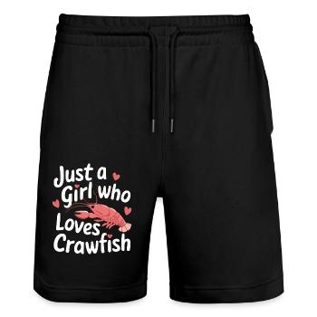 Lobsters, crabs, shrimps, seafood - Stanley/Stella Trainer Unisex Organic Jogging Shorts - black - Front - Nik (191cm) & Marisol (170cm)