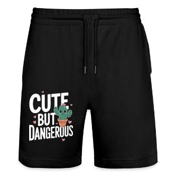 Cactus Cacti Desert Plant - Stanley/Stella Trainer Unisex Organic Jogging Shorts - black - Front - Nik (191cm) & Marisol (170cm)