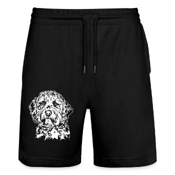 Goldendoodle Portrait Labradoodle Hunde Wilsigns - Stanley/Stella Unisex Bio Joggingshorts Trainer  - Schwarz - Vorne - Nik (191cm) & Marisol (170cm)