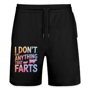 Vegetarian Vegan Veggie Vegetarian - Stanley/Stella Trainer Unisex Organic Jogging Shorts - black - Front - Nik (191cm) & Marisol (170cm)