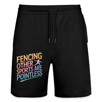 Fechten Fechter - Stanley/Stella Unisex Bio Joggingshorts Trainer  - Schwarz - Vorne - Nik (191cm) & Marisol (170cm)