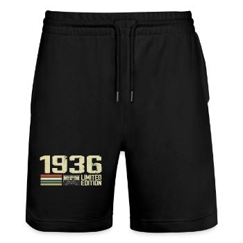 Né en 1936 - Vintage 1936 - 88e Anniversaire Rétro - Short de jogging bio TRAINER Stanley/Stella unisexe - noir - Devant - Nik (191cm) & Marisol (170cm)