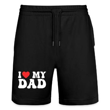 I Love My Dad - Stanley/Stella Trainer Unisex Organic Jogging Shorts - black - Front - Nik (191cm) & Marisol (170cm)