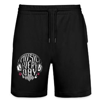 Make music every day graphic for musician - Stanley/Stella Trainer Unisex Organic Jogging Shorts - black - Front - Nik (191cm) & Marisol (170cm)