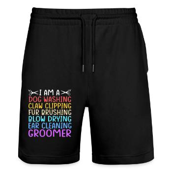 Hundefriseur - Stanley/Stella Unisex Bio Joggingshorts Trainer  - Schwarz - Vorne - Nik (191cm) & Marisol (170cm)