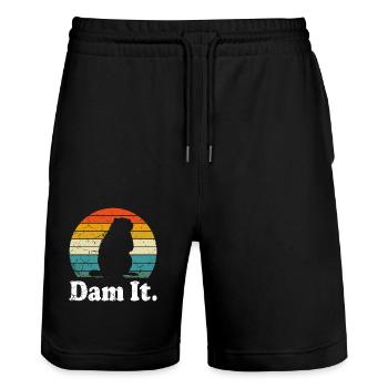 Dam It Beaver, Ranger, funny animal - Stanley/Stella Trainer Unisex Organic Jogging Shorts - black - Front - Nik (191cm) & Marisol (170cm)