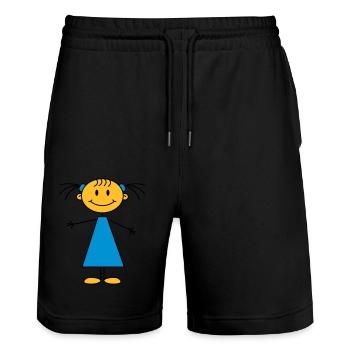 girl - Stanley/Stella Unisex Bio Joggingshorts Trainer  - Schwarz - Vorne - Nik (191cm) & Marisol (170cm)