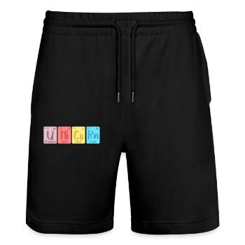 Unicorn Einhorn Periodensystem Chemie Geschenk - Stanley/Stella Unisex Bio Joggingshorts Trainer  - Schwarz - Vorne - Nik (191cm) & Marisol (170cm)