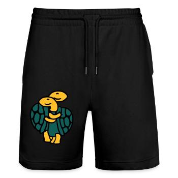 Paire de tortues mignon sucré - Short de jogging bio TRAINER Stanley/Stella unisexe - noir - Devant - Nik (191cm) & Marisol (170cm)