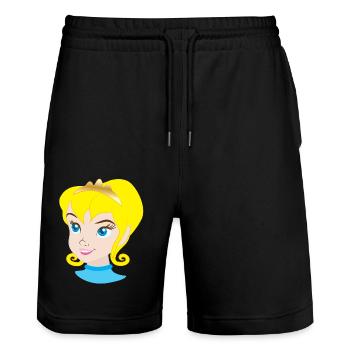 Hübsche blonde Prinzessin in der königlichen Krone - Stanley/Stella Unisex Bio Joggingshorts Trainer  - Schwarz - Vorne - Nik (191cm) & Marisol (170cm)