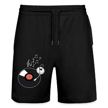 record player - Stanley/Stella Trainer Unisex Organic Jogging Shorts - black - Front - Nik (191cm) & Marisol (170cm)