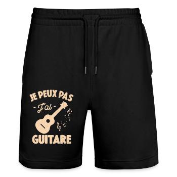 Je Peux Pas J'ai Guitare Cadeau Guitariste - Short de jogging bio TRAINER Stanley/Stella unisexe - noir - Devant - Nik (191cm) & Marisol (170cm)
