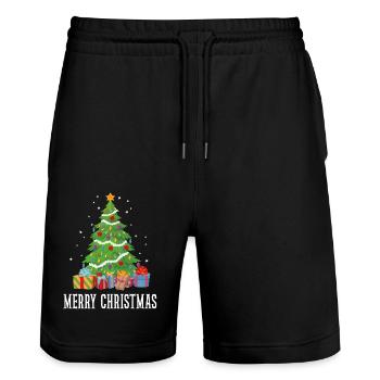 Frohe Weihnachten Frohes Weihnachtsgeschenk - Stanley/Stella Unisex Bio Joggingshorts Trainer  - Schwarz - Vorne - Nik (191cm) & Marisol (170cm)