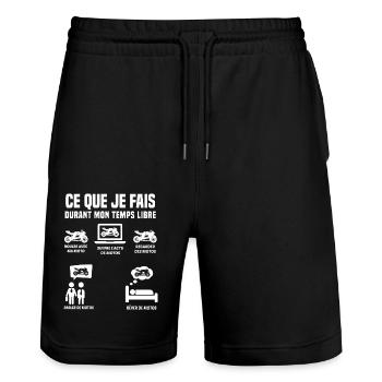 Ce Que Je Fais Pendant Mon Temps Libre Moto - Short de jogging bio TRAINER Stanley/Stella unisexe - noir - Devant - Nik (191cm) & Marisol (170cm)