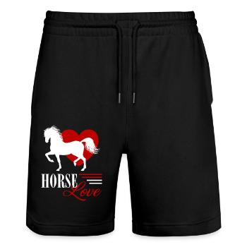 Amour du cheval - Short de jogging bio TRAINER Stanley/Stella unisexe - noir - Devant - Nik (191cm) & Marisol (170cm)