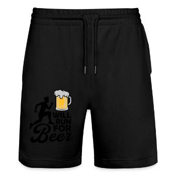 Will run Beer - Stanley/Stella Trainer Unisex Organic Jogging Shorts - black - Front - Nik (191cm) & Marisol (170cm)