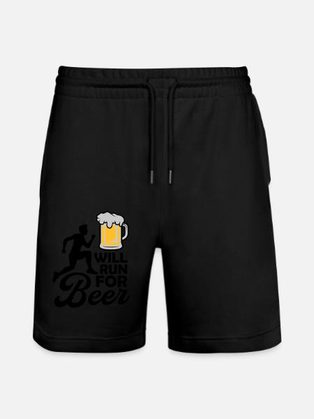 Will run Beer - Stanley/Stella Trainer Unisex Organic Jogging Shorts - black