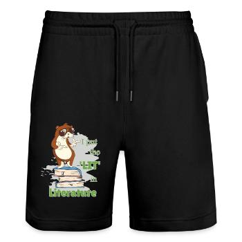 Funny Sayings Literature Books Writing Otter - Stanley/Stella Trainer Unisex Organic Jogging Shorts - black - Front - Nik (191cm) & Marisol (170cm)