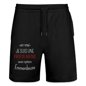 Prof de Maths avec option emmerdeuse - Short de jogging bio TRAINER Stanley/Stella unisexe - noir - Devant - Nik (191cm) & Marisol (170cm)