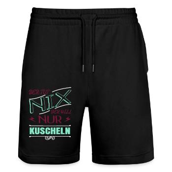 großkatze hauskatze meerkatze zitat seekatze spaß - Stanley/Stella Unisex Bio Joggingshorts Trainer  - Schwarz - Vorne - Nik (191cm) & Marisol (170cm)