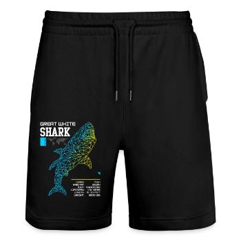 Great White Shark a - Stanley/Stella Trainer Unisex Organic Jogging Shorts - black - Front - Nik (191cm) & Marisol (170cm)