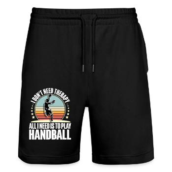 Handball Handballer - Stanley/Stella Unisex Bio Joggingshorts Trainer  - Schwarz - Vorne - Nik (191cm) & Marisol (170cm)