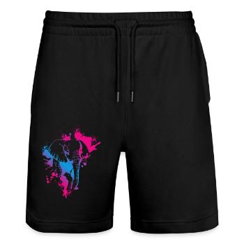 Éléphant - Short de jogging bio TRAINER Stanley/Stella unisexe - noir - Devant - Nik (191cm) & Marisol (170cm)