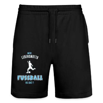 Fussball Leidenschaft Fussballfan Fussballspieler - Stanley/Stella Unisex Bio Joggingshorts Trainer  - Schwarz - Vorne - Nik (191cm) & Marisol (170cm)