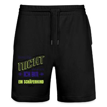 happy joke funny sayings bday books coffee - Stanley/Stella Unisex Bio Joggingshorts Trainer  - Schwarz - Vorne - Nik (191cm) & Marisol (170cm)
