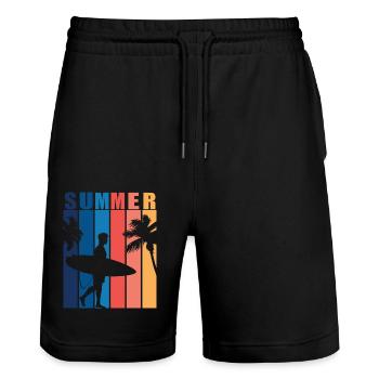 Surfing Surfboard Surfer Water Sports - Stanley/Stella Trainer Unisex Organic Jogging Shorts - black - Front - Nik (191cm) & Marisol (170cm)