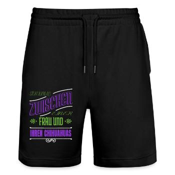 pfote chihuahua bday tier lustig cool dogge - Stanley/Stella Unisex Bio Joggingshorts Trainer  - Schwarz - Vorne - Nik (191cm) & Marisol (170cm)