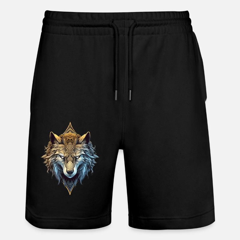 Toller Wolf - Stanley/Stella Unisex Bio Joggingshorts Trainer  - Schwarz