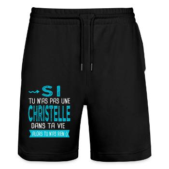 Christelle Si tu n as pas une christelle Cadeau - Short de jogging bio TRAINER Stanley/Stella unisexe - noir - Devant - Nik (191cm) & Marisol (170cm)