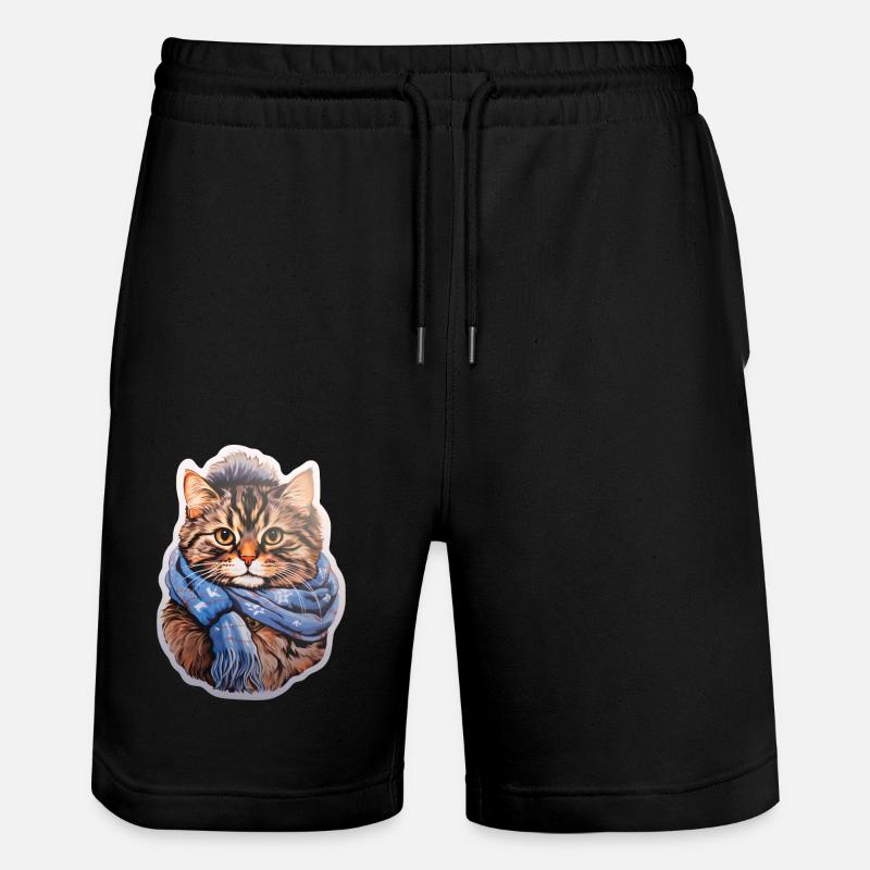 Chat d’hiver avec écharpe - Short de jogging bio TRAINER Stanley/Stella unisexe - noir