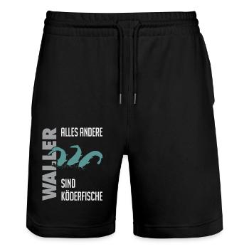 Wels fischen Kampf mit dem starken Wels - Stanley/Stella Unisex Bio Joggingshorts Trainer  - Schwarz - Vorne - Nik (191cm) & Marisol (170cm)
