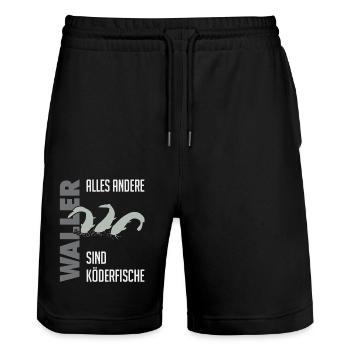 Wels fischen Kampf mit dem starken Wels - Stanley/Stella Unisex Bio Joggingshorts Trainer  - Schwarz - Vorne - Nik (191cm) & Marisol (170cm)
