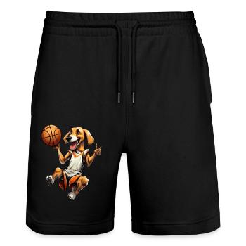 Chien de basket-ball - Short de jogging bio TRAINER Stanley/Stella unisexe - noir - Devant - Nik (191cm) & Marisol (170cm)
