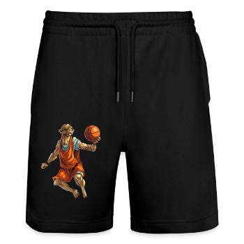 Joueur de basket-ball Camel - Short de jogging bio TRAINER Stanley/Stella unisexe - noir - Devant - Nik (191cm) & Marisol (170cm)