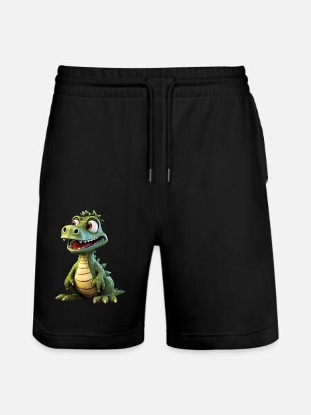 The Funny Crocodile - Stanley/Stella Trainer Unisex Organic Jogging Shorts - black