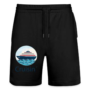 Croisière - Short de jogging bio TRAINER Stanley/Stella unisexe - noir - Devant - Nik (191cm) & Marisol (170cm)