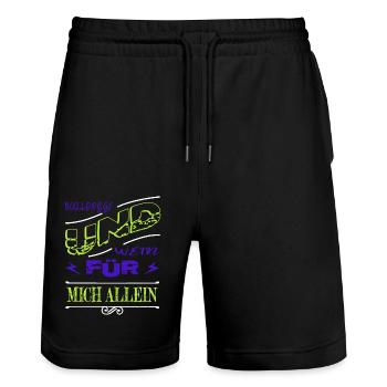 Great Dane Doggie Egalite Wine Spritzer Puppy Bday - Stanley/Stella Trainer Unisex Organic Jogging Shorts - black - Front - Nik (191cm) & Marisol (170cm)