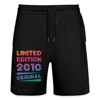 Limited Edition Birthday Party Vintage 2010 - Stanley/Stella Trainer Unisex Organic Jogging Shorts - black - Front - Nik (191cm) & Marisol (170cm)