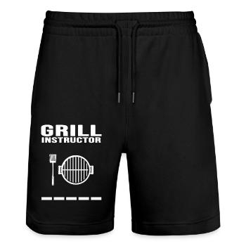 Grilling Grillmaster Grilling BBQ Viande Charbon de bois - Short de jogging bio TRAINER Stanley/Stella unisexe - noir - Devant - Nik (191cm) & Marisol (170cm)