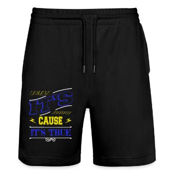 computer language geek humor - Stanley/Stella Trainer Unisex Organic Jogging Shorts - black - Front - Nik (191cm) & Marisol (170cm)