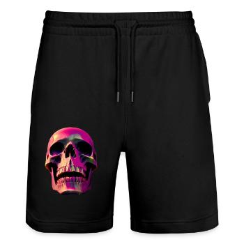 Totenschädel in pink - Stanley/Stella Unisex Bio Joggingshorts Trainer  - Schwarz - Vorne - Nik (191cm) & Marisol (170cm)
