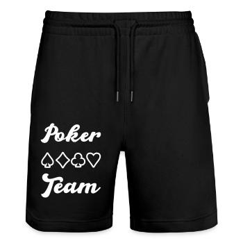 poker team - Stanley/Stella Unisex Bio Joggingshorts Trainer  - Schwarz - Vorne - Nik (191cm) & Marisol (170cm)