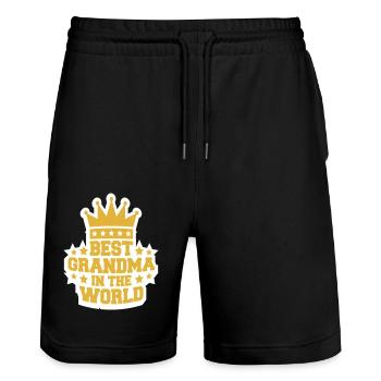 Best Grandma In the World Krone Königin Logo - Stanley/Stella Unisex Bio Joggingshorts Trainer  - Schwarz - Vorne - Nik (191cm) & Marisol (170cm)